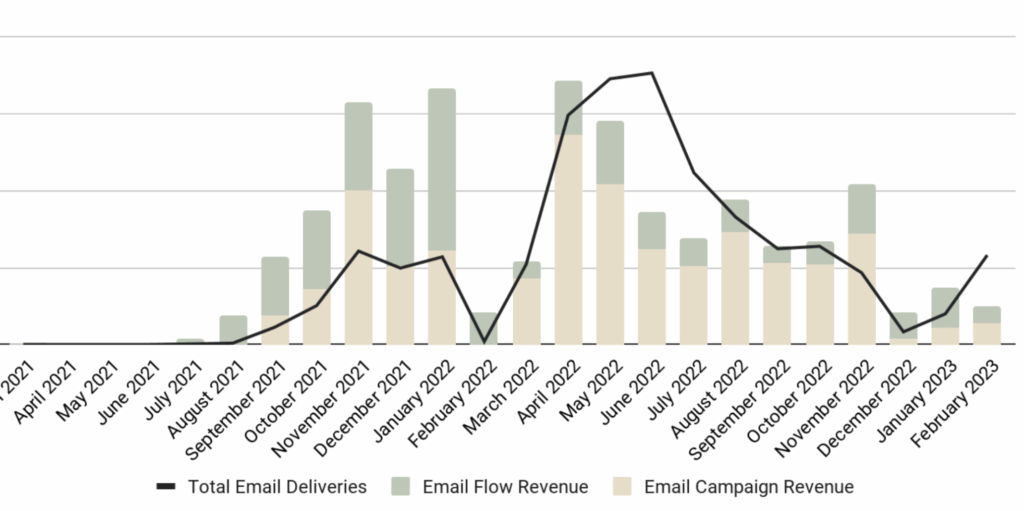 Feminera's email marketing initiatives have significantly improved, accounting for up to 37% of total monthly revenue and even reaching as high as 48% during special occasions like Black Friday.